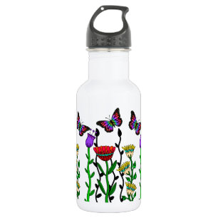 Schmetterling und Blume Hübsche Kunst Edelstahlflasche