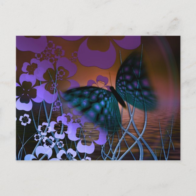 Schmetterling und Blume Postkarte (Vorderseite)