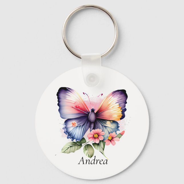 Schmetterling und Blume Schlüsselanhänger (Vorderseite)