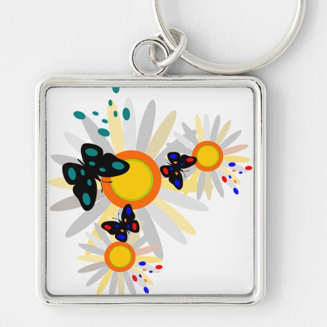 Schmetterling und Blume Schlüsselanhänger (Vorne)