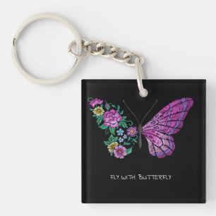 Schmetterling und Blume Schlüsselanhänger