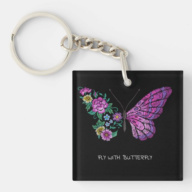 Schmetterling und Blume Schlüsselanhänger (Vorderseite)