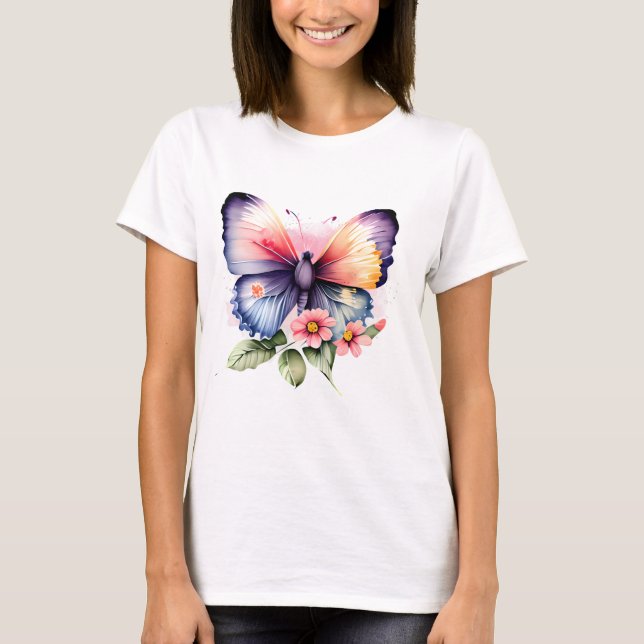 Schmetterling und Blume T-Shirt (Vorderseite)
