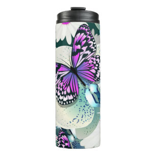 Schmetterling und Blume Thermosbecher