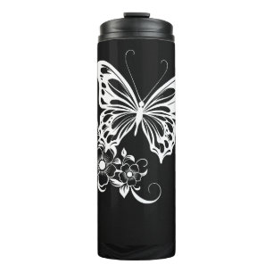 Schmetterling und Blume Thermosbecher