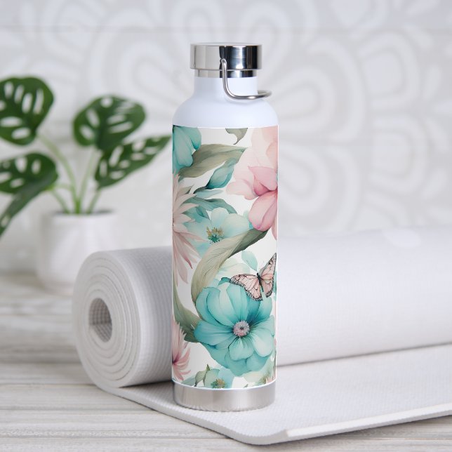Schmetterling und Blume Trinkflasche (Yoga)