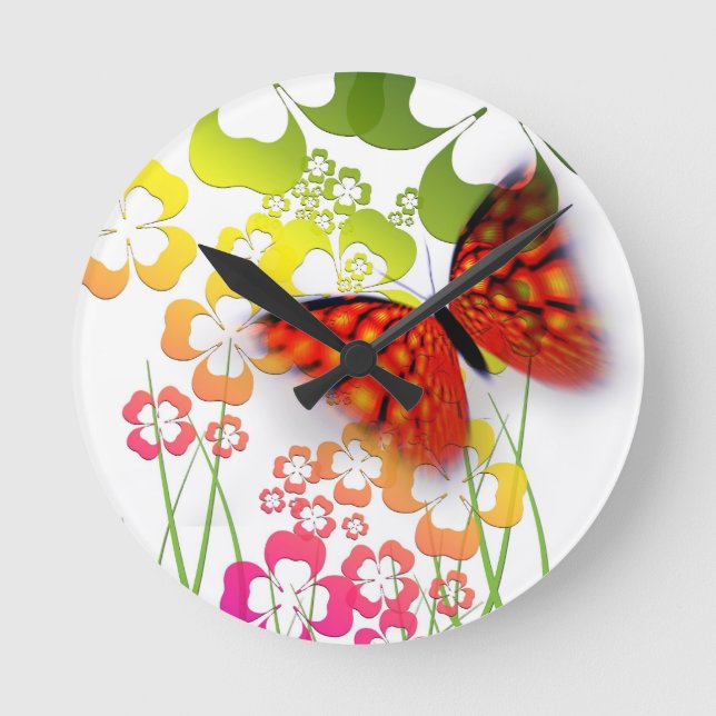 Schmetterling und Blume Uhr (Vorderseite)