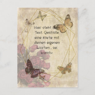Schmetterling und Blumen # 11 , personalisierbar Postkarte