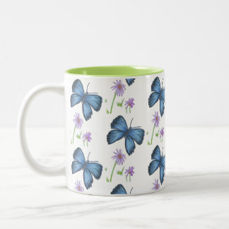 Schmetterling und Blumen Kaffee Tasse