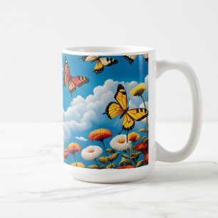 Schmetterling und Blumen Kaffeetasse