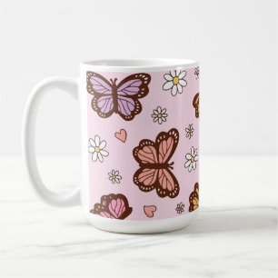 Schmetterling und Blumen nahtloses Muster Kaffeetasse