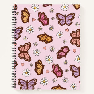 Schmetterling und Blumen nahtloses Muster Notizbuch