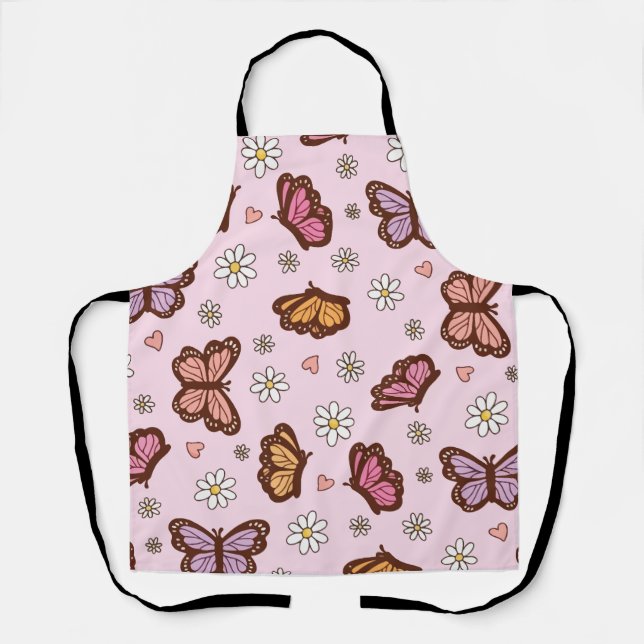 Schmetterling und Blumen nahtloses Muster Schürze (Vorderseite)