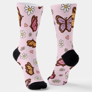 Schmetterling und Blumen nahtloses Muster Socken