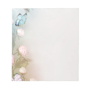 Schmetterling und Blumen Notizblock