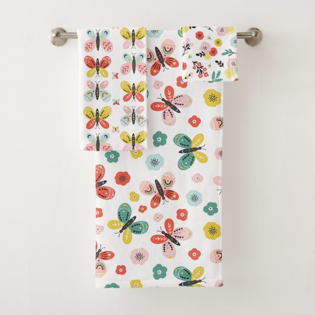 Schmetterling- und Blumenmuster  Badhandtuch Set (Insitu)