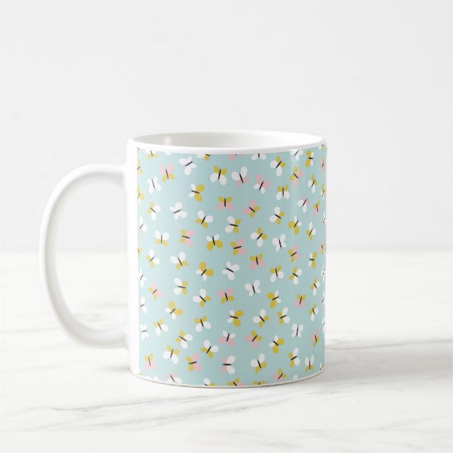 Schmetterling- und Blumenmuster  Kaffeetasse (Links)