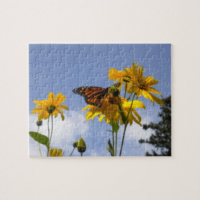 Schmetterling und das Sonnenblumenpuzzle Puzzle (Horizontal)
