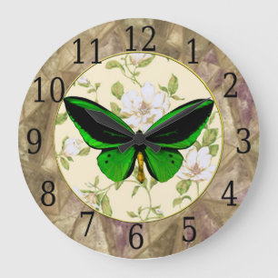Schmetterling und Dogwood-Blume Große Wanduhr