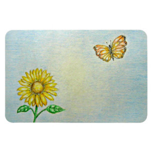 Schmetterling und Gänseblümchen Magnet