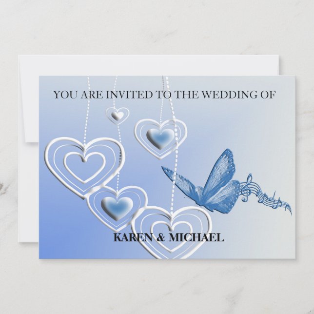 Schmetterling und Herz Einladung (Vorderseite)