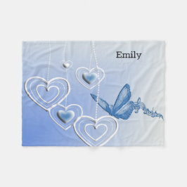 Schmetterling und Herz Fleecedecke