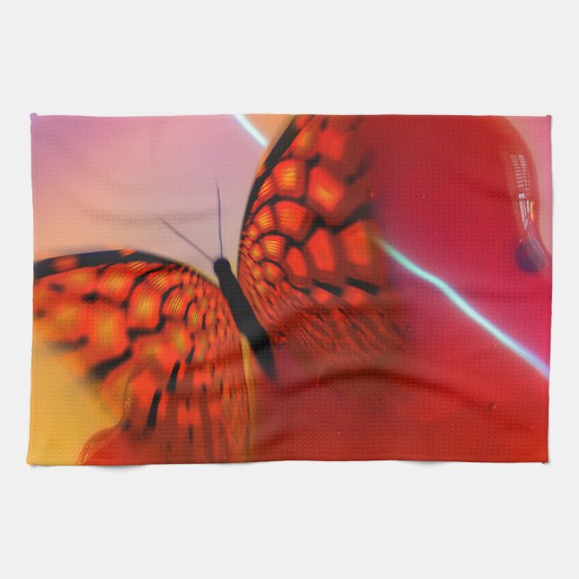Schmetterling und Herz Handtuch (Horizontal)
