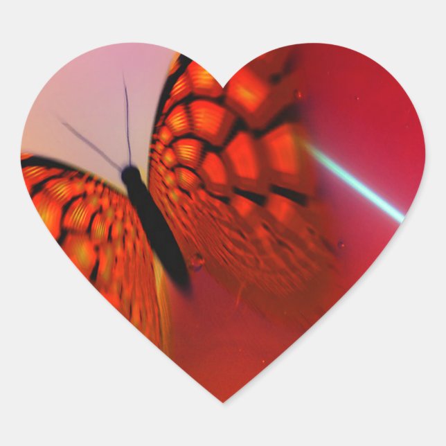 Schmetterling und Herz Herz-Aufkleber (Vorderseite)