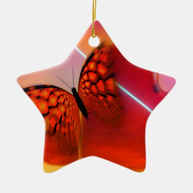Schmetterling und Herz Keramik Ornament (Vorne)