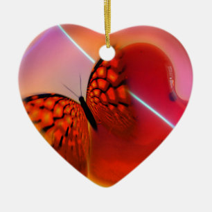 Schmetterling und Herz Keramikornament