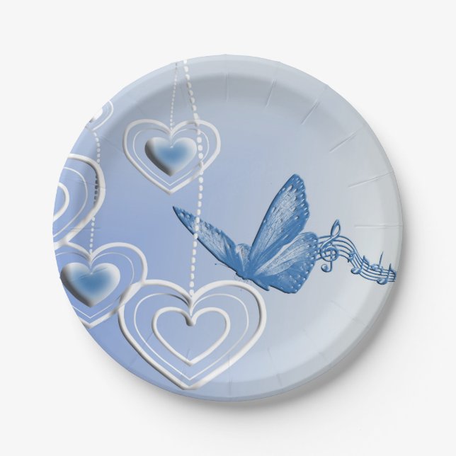 Schmetterling und Herz Pappteller (Vorderseite)