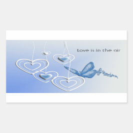 Schmetterling und Herz Rechteckiger Aufkleber