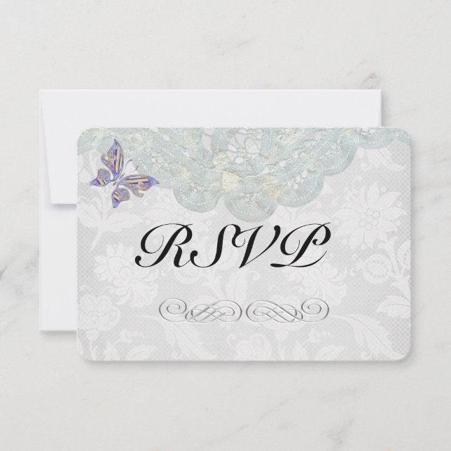 Schmetterling und Hochzeit RSVP Matte 3,5" x 5" Karte (Vorderseite)