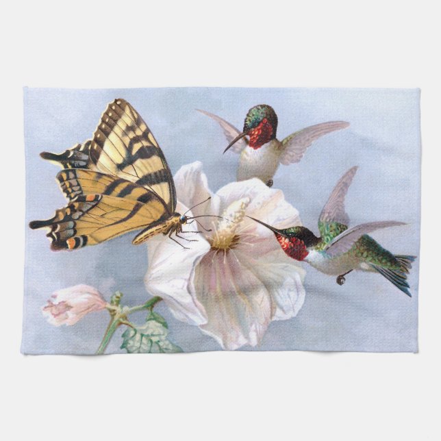 Schmetterling und Kolibris Geschirrtuch (Horizontal)