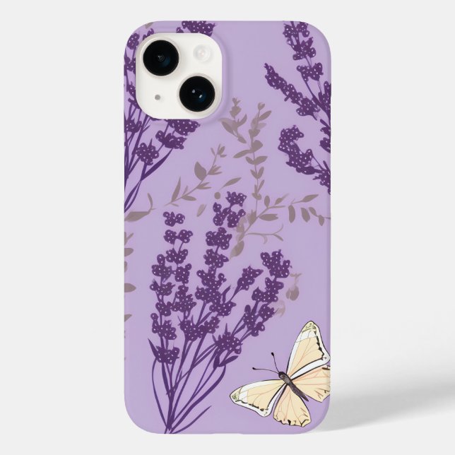Schmetterling und Lavendel-Blume Case-Mate iPhone Hülle (Rückseite)
