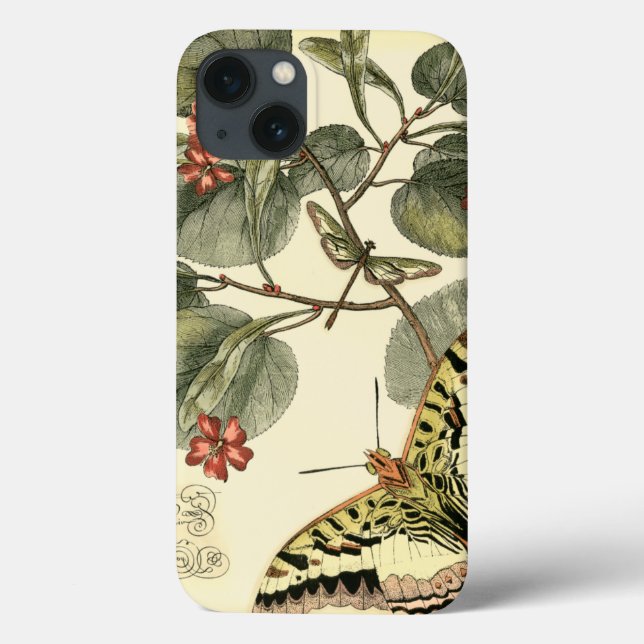 Schmetterling und Libelle mit roten Blumen Case-Mate iPhone Hülle (Rückseite)