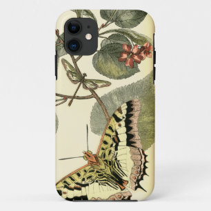 Schmetterling und Libelle mit roten Blumen iPhone 11 Hülle