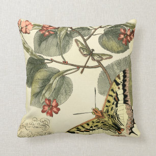 Schmetterling und Libelle mit roten Blumen Kissen