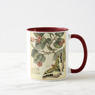 Schmetterling und Libelle mit roten Blumen Tasse