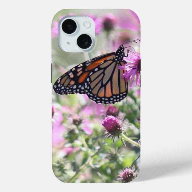 Schmetterling und Lila Blume Case-Mate iPhone Hülle (Rückseite)