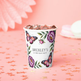 Schmetterling und Peony Girls 1st. Geburtstagsfeie Pappbecher