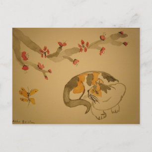 Schmetterling und Pflaumenblüten Postkarte
