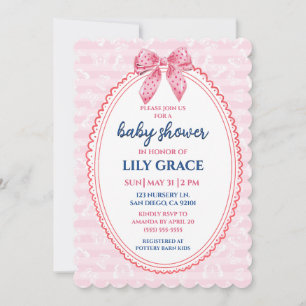 Schmetterling und Punkte-Schleife Baby Shower Einl Einladung