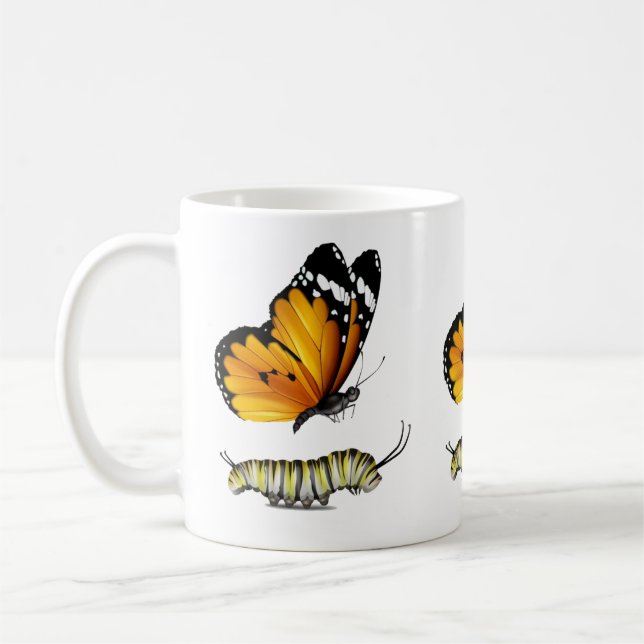Schmetterling und Raupe Kaffeetasse (Links)