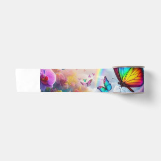Schmetterling und Regenbogen Geschenkpapier Satinband