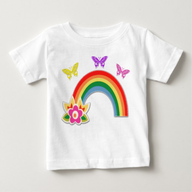 Schmetterling und Regenbogen-T-Shirt für Kleinkind Baby T-shirt (Vorderseite)