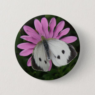 Schmetterling und rosa Blume Button