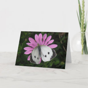 Schmetterling und rosa Blume Grußkarte Karte