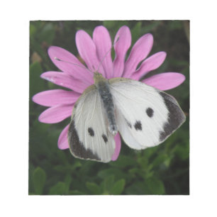 Schmetterling und rosa Blume Notepad Notizblock