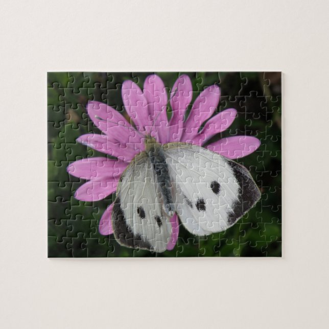Schmetterling und rosa Blume Puzzle (Horizontal)